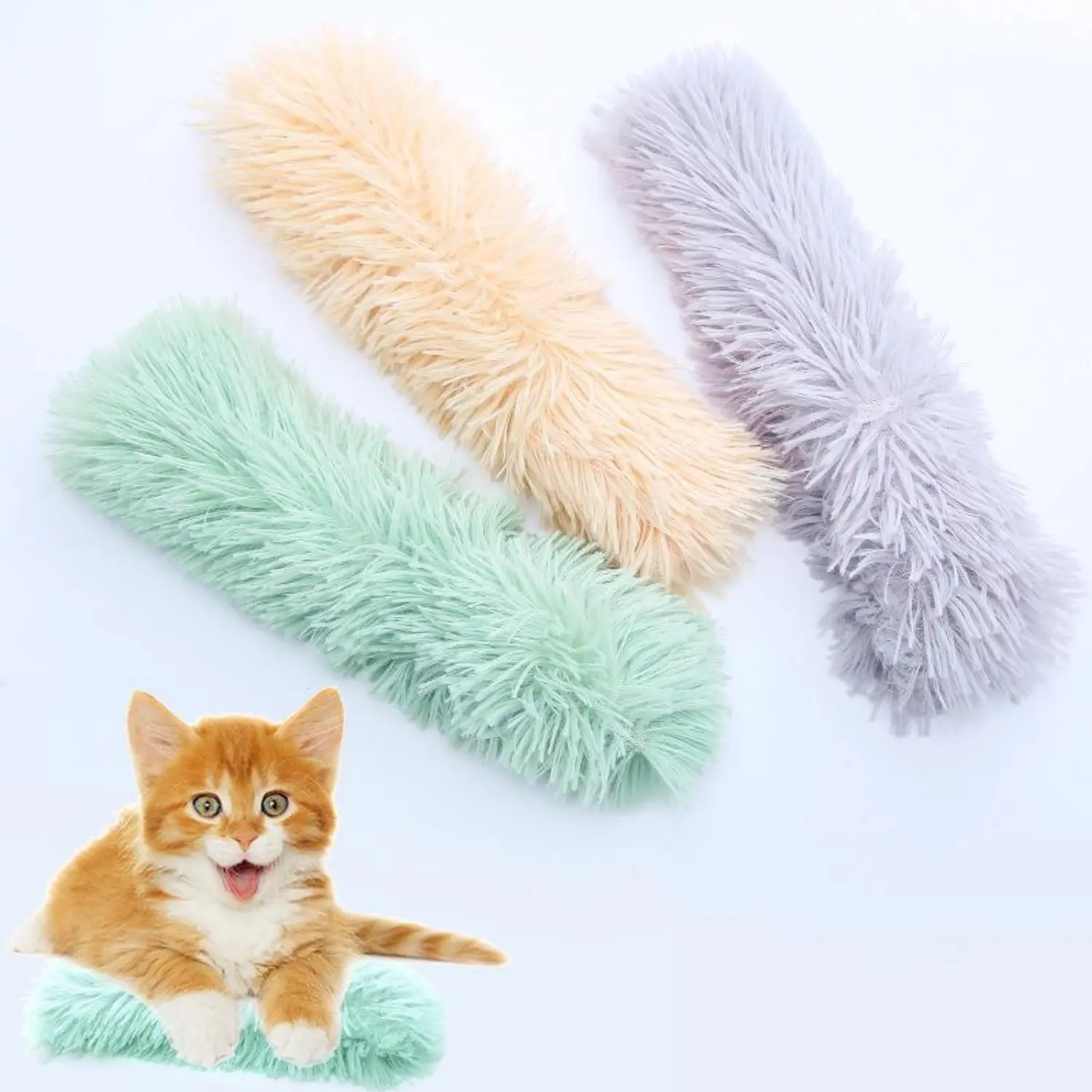 7.8 inch 3Pcs Plush Interactive Cat Pillows - Soft Durable Crinkle Sound Catnip Interactive Toys for Indoor Cats, Perfect Gift, Tools & Hardware (Light Gray/Green/Orange)