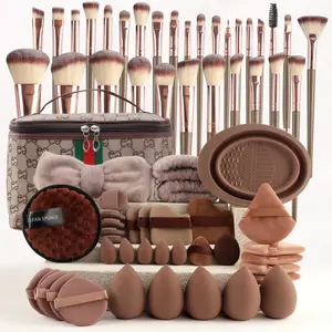 67-Piece Makeup Brush Set, Face & Eyeshadow Mixing Kit, Coffee Color 30 Brushes, Synthetic Makeup Brushes, Makeup Brush Sponge, Travel-Friendly, Professional Beauty Tools, Gifts For Women