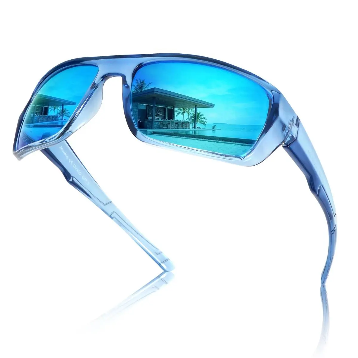 Meeloog Polarized Tac Sunglasses for Men - TR90 Frame, UV400 Block, Medium-Large Size, UV Protection for Fishing, Boating, Cycling, Running JTT639990, Wrap-Around
