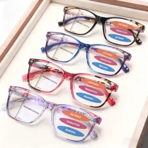 4-Pack Progressive Multifocal Blue Light Blocking Reading Glasses, specifically for women as a stylish accessory.Features spring hinges and three-level adjustable vision zones for comfort and durability.Ideal for computer work,reading and daily commuting