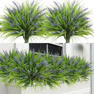 12/24 artificial plants outdoor artificial lavender flowers fake monkey grass UV protection plastic green plants porch window courtyard hanging basket indoor decoration artificial plants artificial flowers household essential