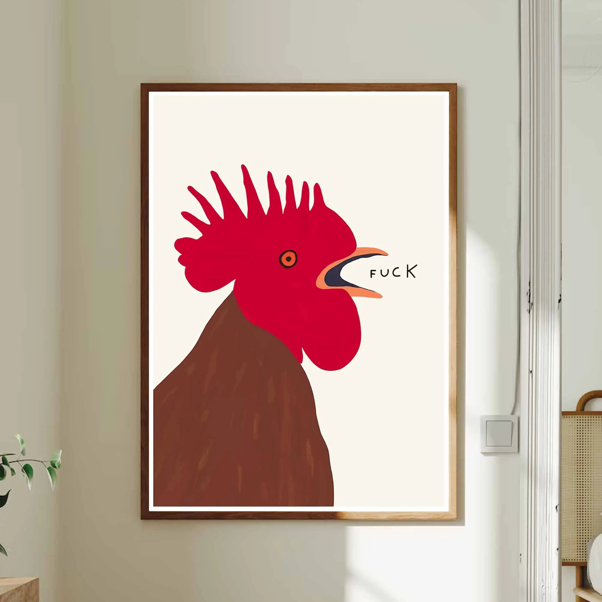 Fuck Chicken Poster, David Shrigley Rooster Art, Quotes Funny Print