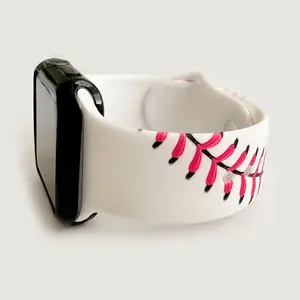 Baseball Print Silicone Watch Band for Apple Watch