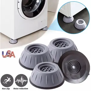 4piece shock-absorbing pads for washing machines and dryers. Reduces vibrations and noise. Suitable for all sizes of washing machines to prevent movement and shaking.