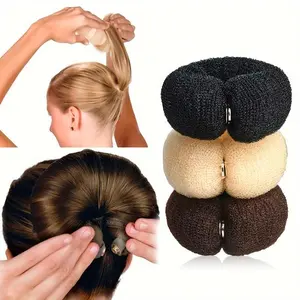 1pc Vintage Mesh Hair Bun Maker - Elegant DIY Hair Foam Donut Tool with Snap Button for Classic Updos - Suitable for Ages 14+, Single Piece, Solid Color