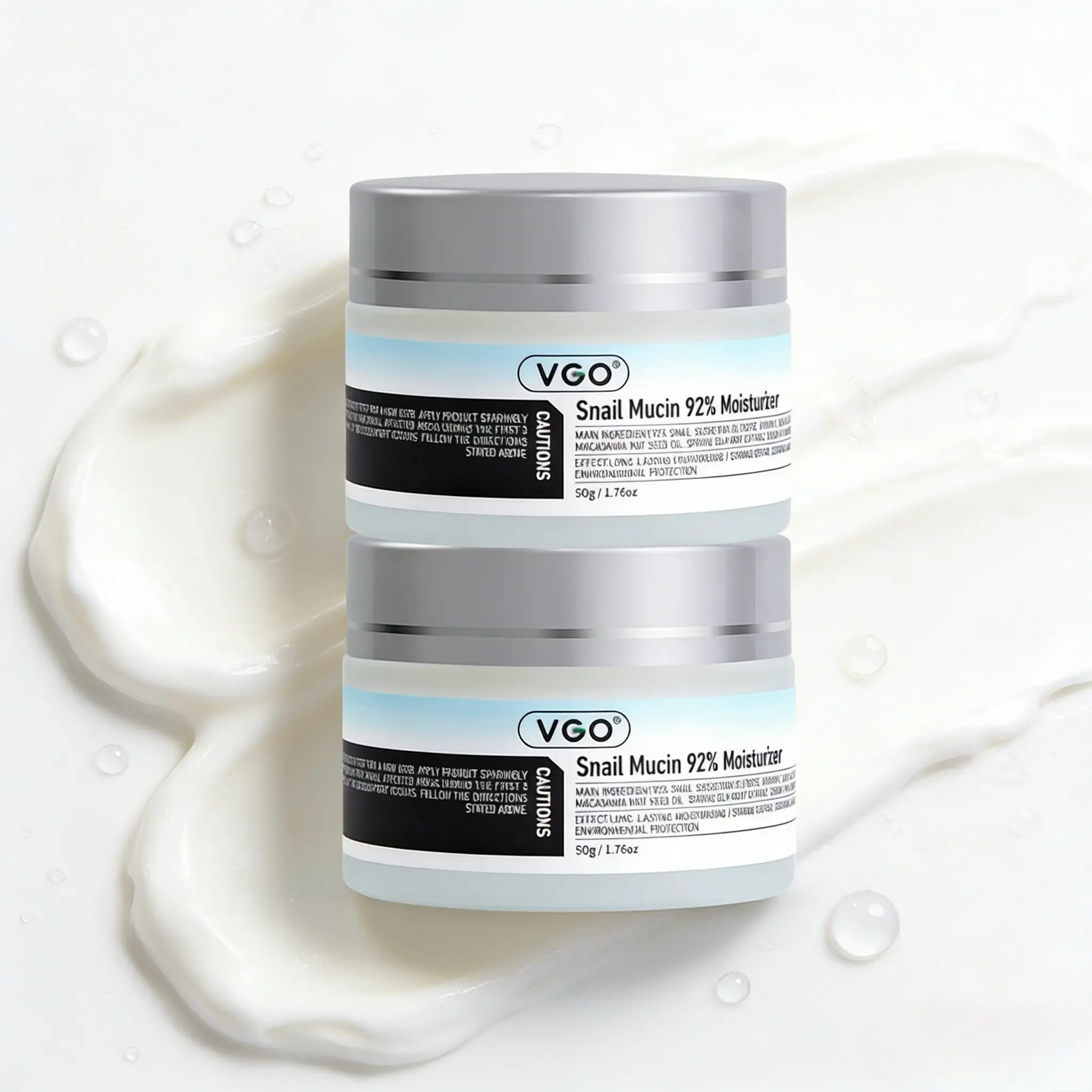 【Buy 30ml VC Serum Get 1 60ml Free】VGO Snail Mucin Face Cream + Vitamin C Serum Set - 50g + 30ml/60ml | Hydrating, Anti-Wrinkle, Skin Repair, Sensitive Skin Care