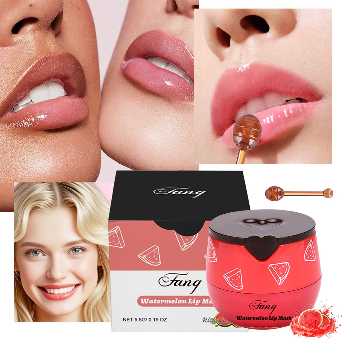 Watermelon Overnight Hydrating Lip Mask for Dry & Cracked Lips，Daily Skincare Product, Lip Plumper