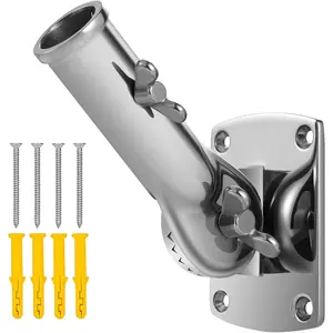 316 Stainless Flag Pole Holder for Outside, 180° Flag Pole Mounting Bracket for 1" Flagpole, Rust-Free and Wind-Resistant Flag Holder for Truck, Boat, 1 inch