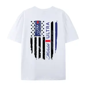 [Winter Outfits]Michelob Ultra T-Shirt – Bold American Flag Design & Beer Can Graphic, Perfect for Beer Enthusiasts, Great for Casual Outings, Cotton Top shirts men