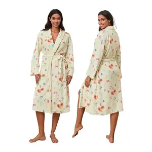 Women’s Y2K Plush Robe – Printed Shawl-Collar Kimono Bathrobe with Belt, Spa Lounge & Pajamas GARMENTARY