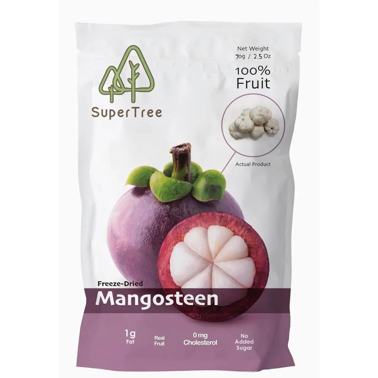 Premium Whole Freeze Dried Tropical Fruits, 100% Fruits, Natural, 70G (2.5oz), Nothing Else Added. (1-pack, Mangosteen)