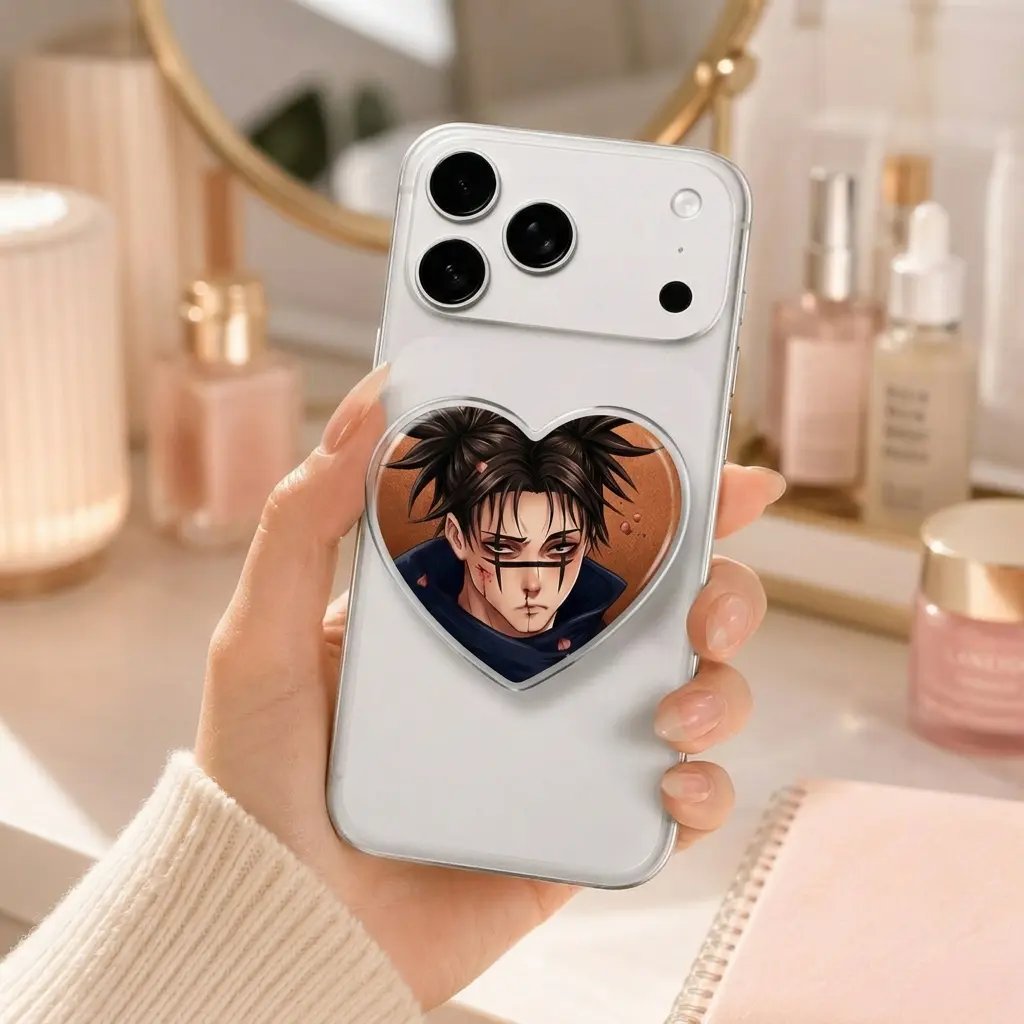 Anime Style Heart Phone Grip, Acrylic Phone Holder Stand, Expandable Grip Compatible with iPhone, Samsung & Most Smartphones