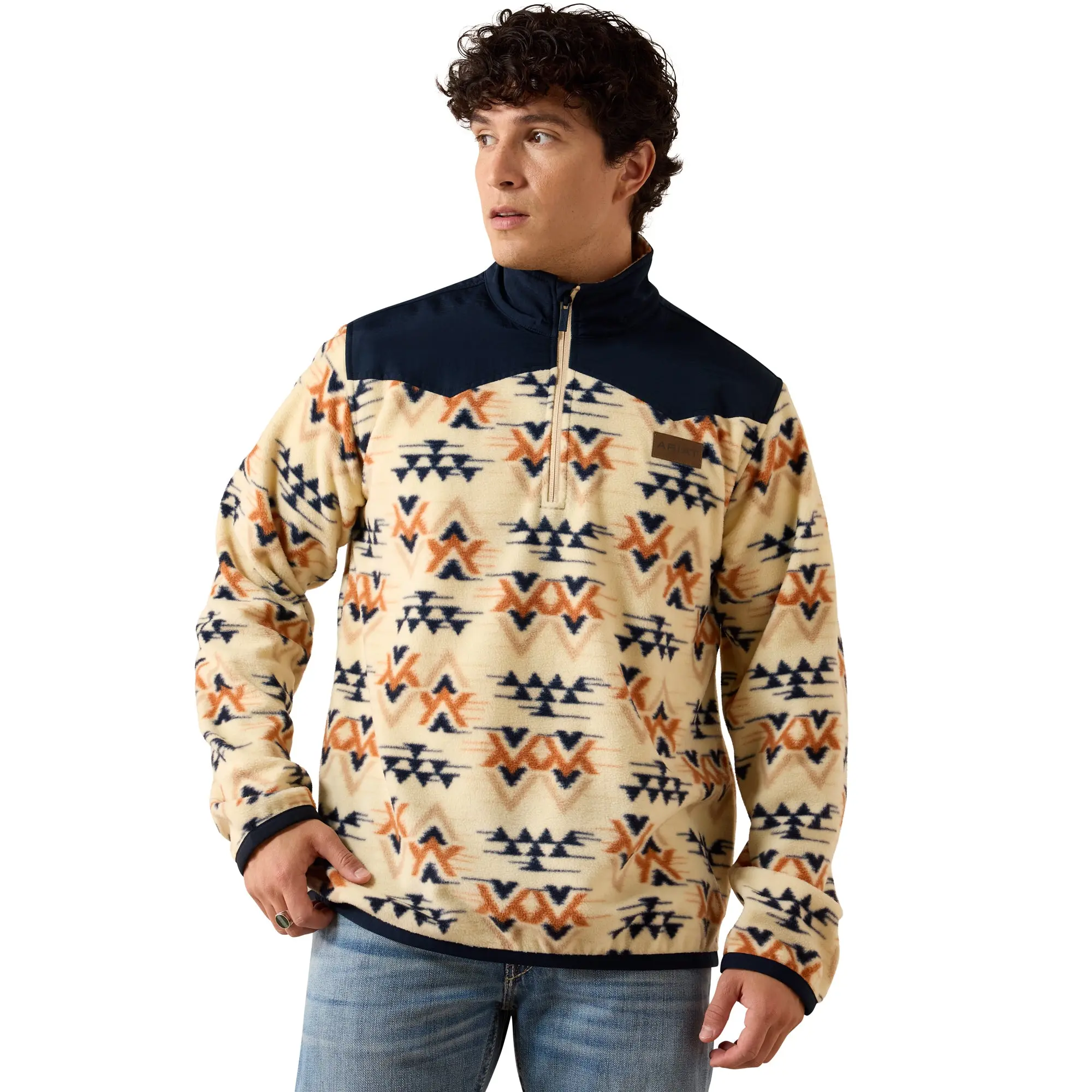 Ariat Men's Basis Oxford Tan Arrows Fleece Sweater 10079312