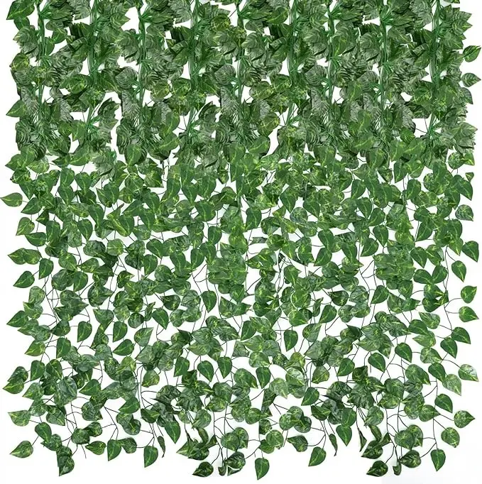 14 Pack 101ft Artificial Ivy Greenery Garland, Fake Vines Hanging Plants Backdrop for Room Bedroom Wall Decor, Green Leaves for Jungle Theme Christmas Party Wedding Decoration
