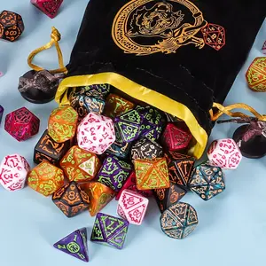 42Pcs Halloween Pumpkin Polyhedral DND Role Playing Dice Set with A Gold Pattern Drawstring Bag for Dungeons and Dragons RPG MTG Table Games,Perfect Gift for Xmas party!
