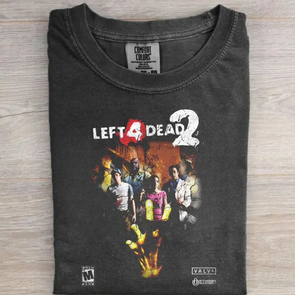 Left 4 Dead 2 T-Shirt, Zombie Survival Shooter Graphic Tee, Co-Op Horror Video Game Shirt, Retro Gaming Unisex T-Shirt, Gift for Gamers, Gift for Men, Gift for Women, Crew Neck T-Shirt, Trending T-Shirt