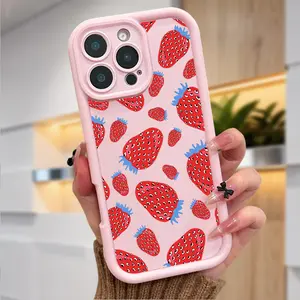 Strawberry Love Case for iPhone 17 Air 16 16e 15 14 13 12 11 Pro Max Plus X XS Shockproof Non Slip Military-Grade Protection Silicone Cover with Festive Design