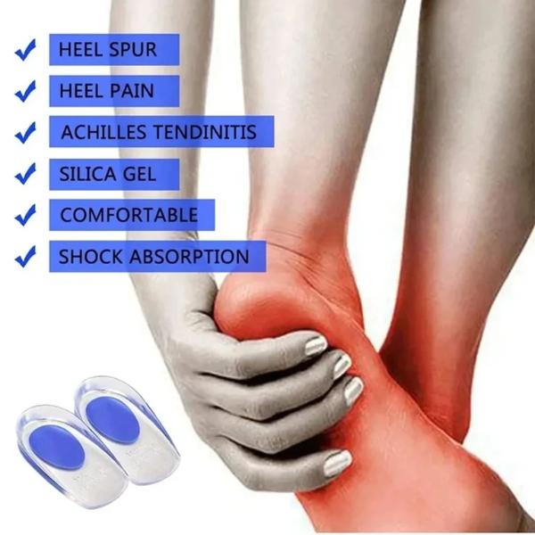 1 Pair Soft Gel Heel Cushions, Clear Silicone Shoe Inserts for All Day Comfort Men & Women (Blue)