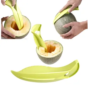 2-In-1 Honeydew Melon Seed Remover and Slicer, Simple Watermelon Cutter, Fruit Cutting Tool, Easy-To-Use Kitchen Gadget