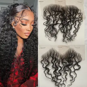 HD Lace Baby Hair Stripes 4Pcs Curly Human Hair Baby Hair Edge Body Wave Swiss Lace Hairline Baby Hair Strips for Women Ponytail Extensions No Glue Fringe Natural Looking Hair