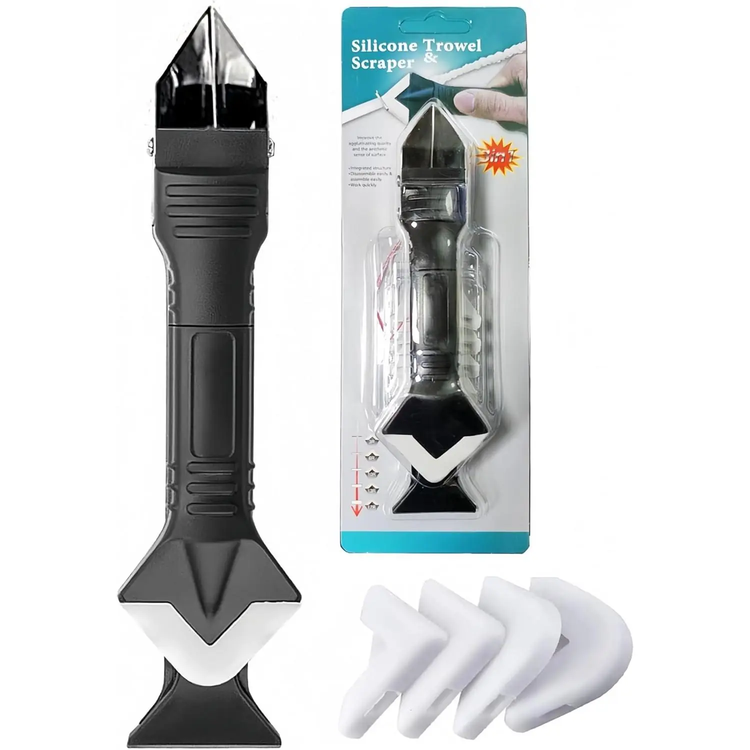 Caulking Tool 3 in 1, Glue Angle Scraper, Stainless Remover and Sealant Scraper, for Window and Frames Sealant Seals