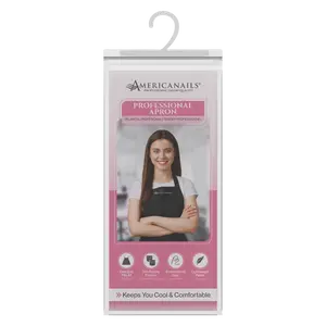 Americanails Professional Nail Tech Apron - Adjustable One Size Fits All with Two Roomy Pockets Lightweight Water Resistant Fabric Black with White Embroidered Logo