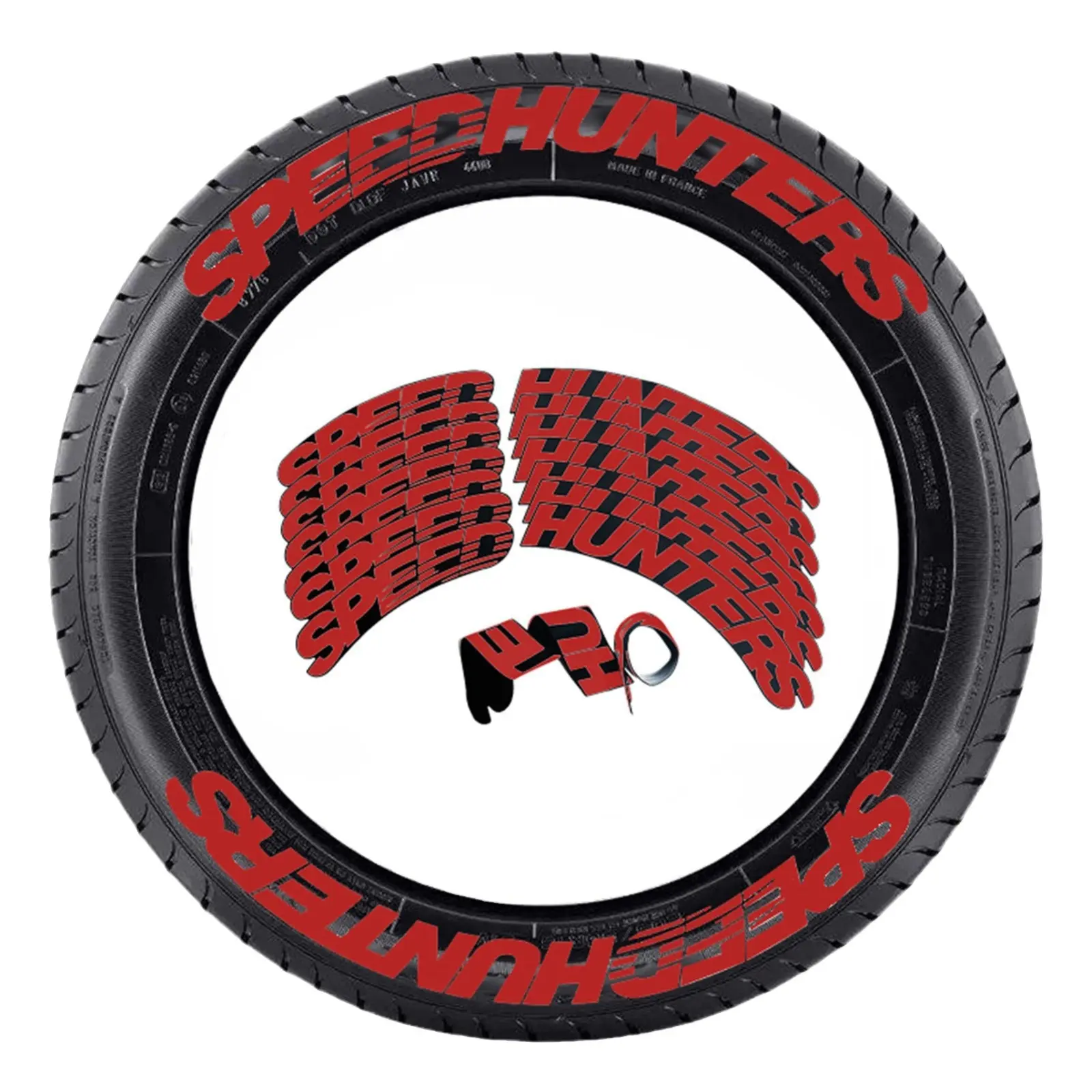 Tire sticker letters for car and motorcycle tire decoration, one-piece design, multiple color options, SPEED speed hunter