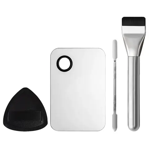 Foundation Brush Set, Ultra-Thin Flat Foundation Brush, Makeup Brushes, Seamless Non-Powdering Square Stainless Steel Palette, Beauty Tools, Face Makeup Brushes