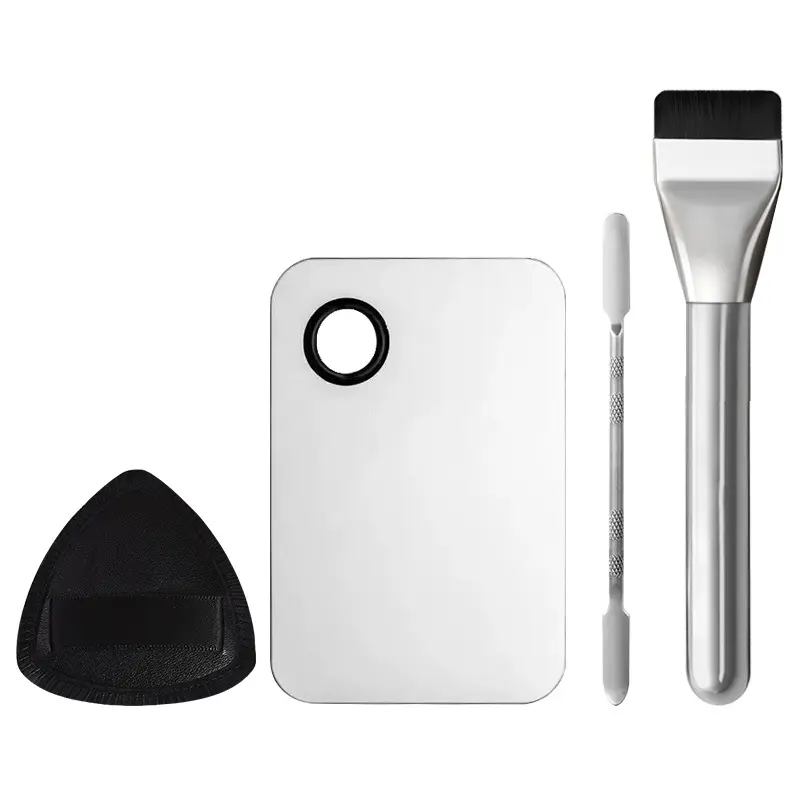 Foundation Brush Set, Ultra-Thin Flat Foundation Brush, Makeup Brushes, Seamless Non-Powdering Square Stainless Steel Palette, Beauty Tools