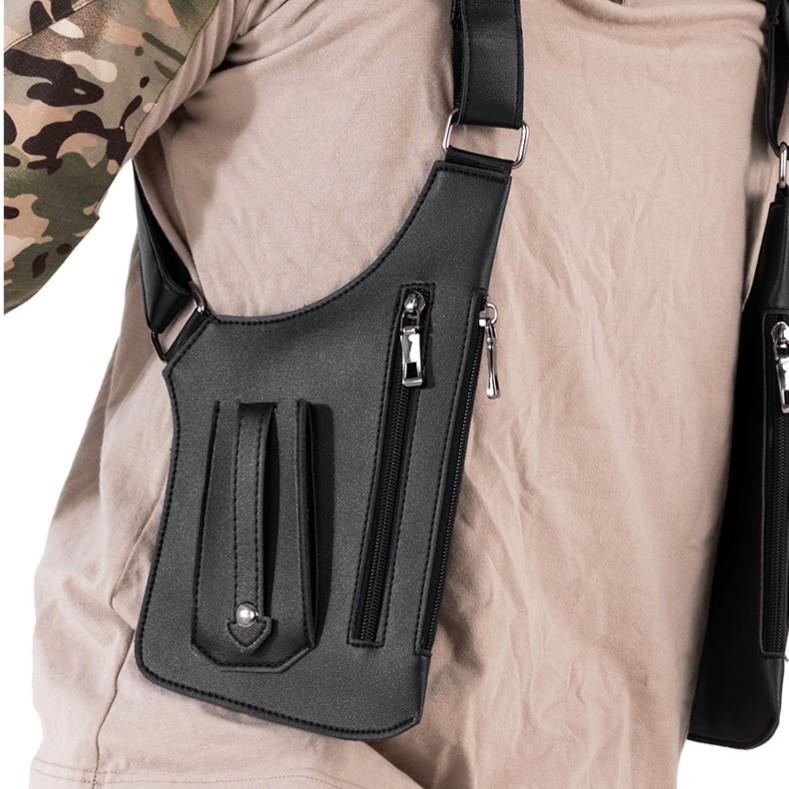 Men's retro strap underarm shoulder bag, multi-functional lightweight backpack, outdoor mobile phone bag, outdoor vest bag, multi-functional vest bag, multi-functional outdoor bag suitable for cycling, off-road, marathon, hiking, hiking, fitness, running