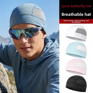 Outdoor riding cap butterfly mesh running breathable hat moisture wicking motorcycle helmet lining cap