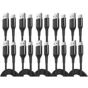 10-Pack USB Type-C Cables [6.6ft | 3A Fast Charge | Braided] – USB-A to USB-C Charger Cord, Compatible with iPhone 15/16/17, Galaxy S25/S24/S23/Z Flip Note20, Pixel 8/7/6, iPad Mini, PS5 – Value Set