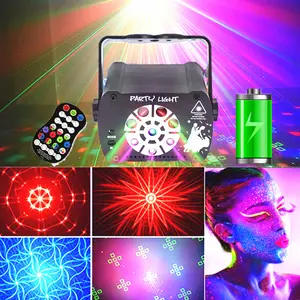 8-hole 3-in-1 UV Disco DJ Party lights Stage Shock light projection lights with remote control sound activated Jumping Dance House Party Strobe lights Halloween Christmas decorations Club Karaoke portable indoor/outdoor ambience lights