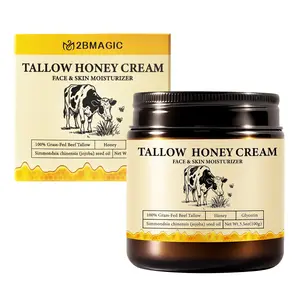 2Bmagic Tallow Honey Cream - 100g Handmade All-Natural Moisturizer with Lavender Calming Aroma for Soft Smooth Skin Hydrating Daily Care Deep Moisturizing Repair Soothing Deep Nourishing Collagen Deep Hydration