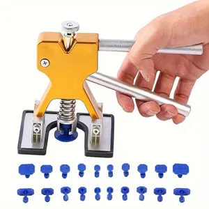 Paintless Dent Removal Tool Kit for Cars, Gold Dent Puller with 20 Pull Tabs, Suitable for Hail Damage Door and Body Dent Repair on Metal Surfaces