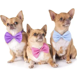 20PCS Pet Bowties Collars Random Color Adjustable Cat Bow Ties Neck Bows Bulk for Small Medium Dog Cat Pets Christmas Birthday Holiday Photography