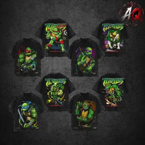 (collection) -  Retro Mutant Turtle Inspired Graphic Tee – Vintage Washed Streetwear Shirt