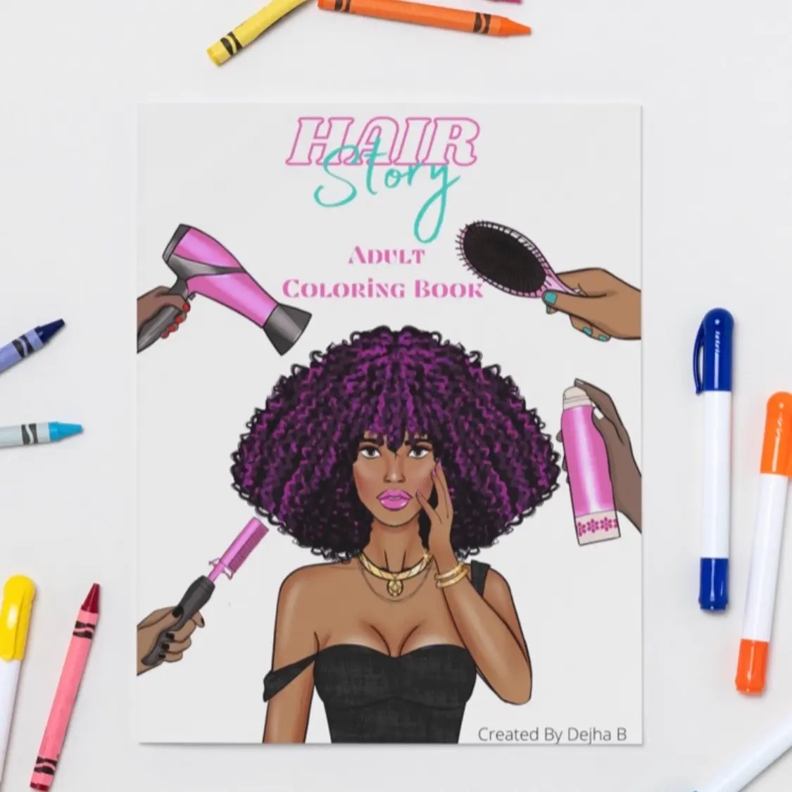 HairStory Adult Coloring Book for Stress Relief