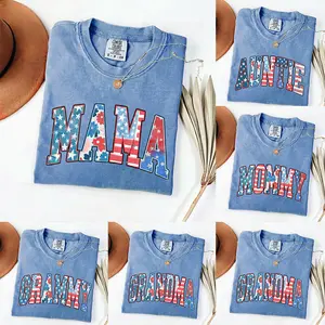 Custom Mama Nana Shirt, Grandma Mommy Auntie Tee, USA Flag Shirt, USA Flag Letters Tee, Mommy Auntie Grammy Shirt, Patriotic Family Gift, Independence Day Outfit