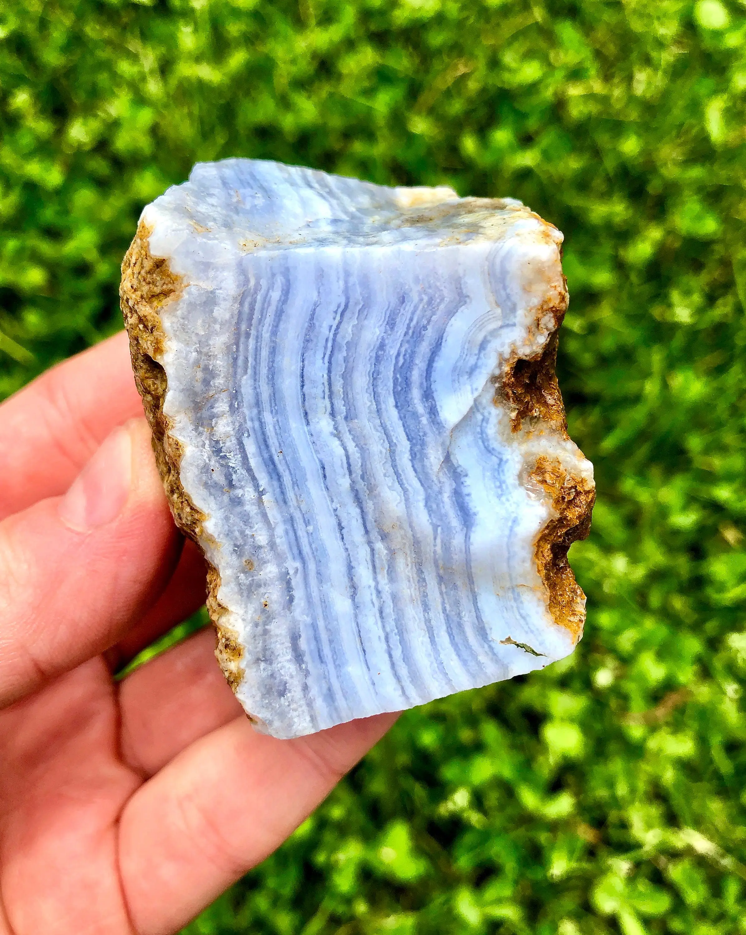 New Moon Beginnings Raw Blue Lace Agate Stone - Natural Color with Unique Patterns