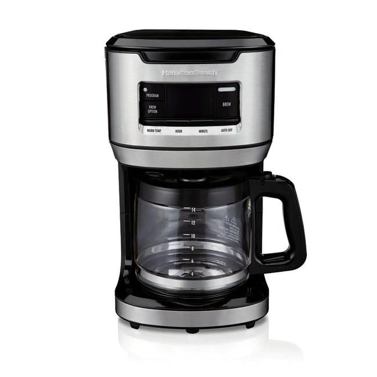 Hamilton Beach 14-Cup Black & Silver Automatic Stainless Steel Filter Coffee Machine with Built-In Water Filter for Coffee at Home, Automatic Stainless Steel Filter Coffee Machines