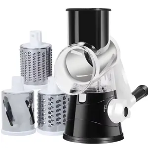 Vegetables Chopper with 3 Interchangeable Blades for Efficient Cutting Grating Tasks Red White Portable Design Compact Practical