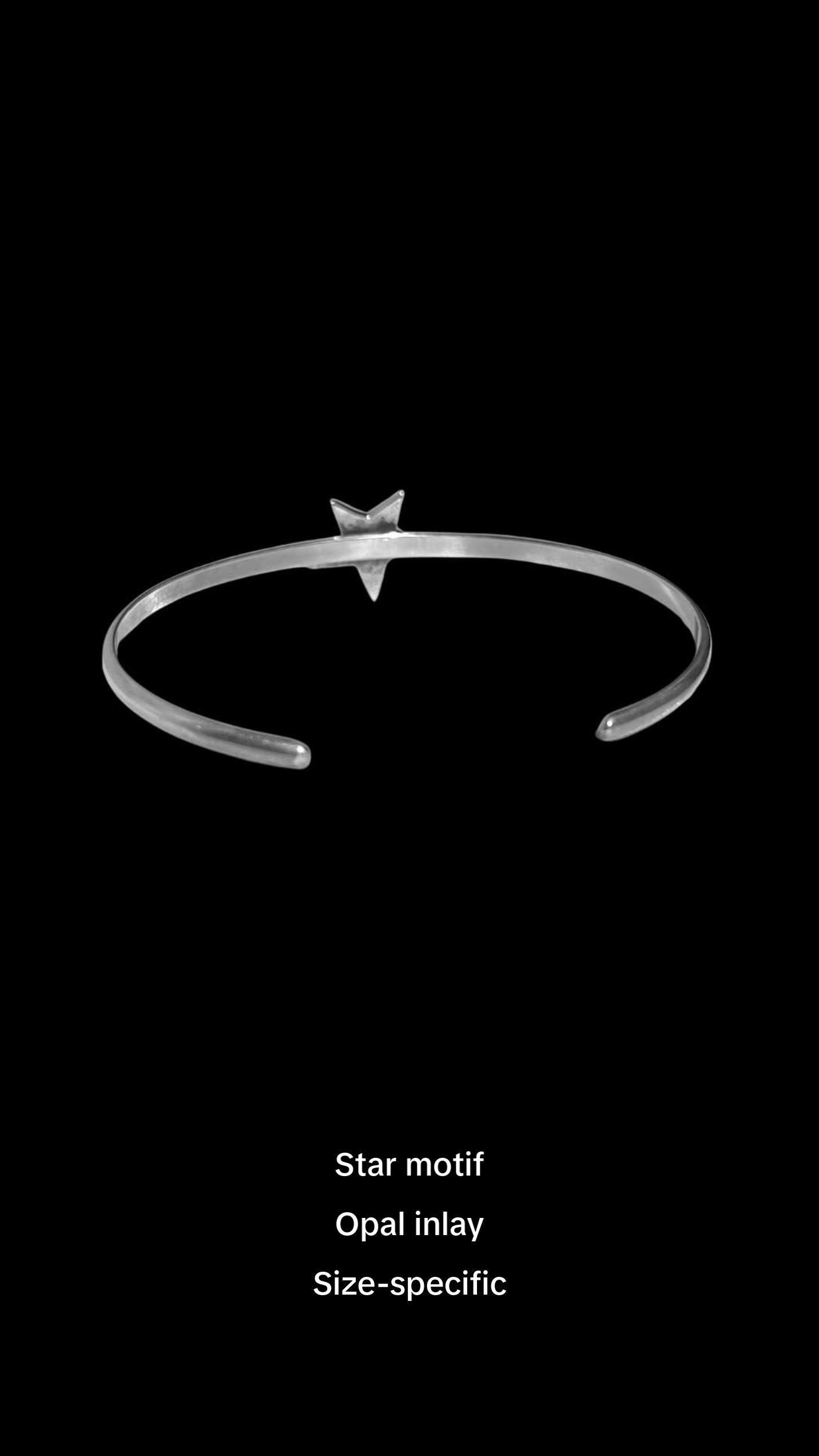 Sterling Silver Cuff Bracelet with Blue or White Opal Star