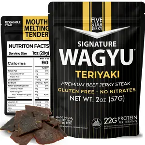 Five Star Wagyu Beef Jerky Teriyaki Flavored, 2 Pack, Award Winning Taste, Low Sugar, Natural, Pack