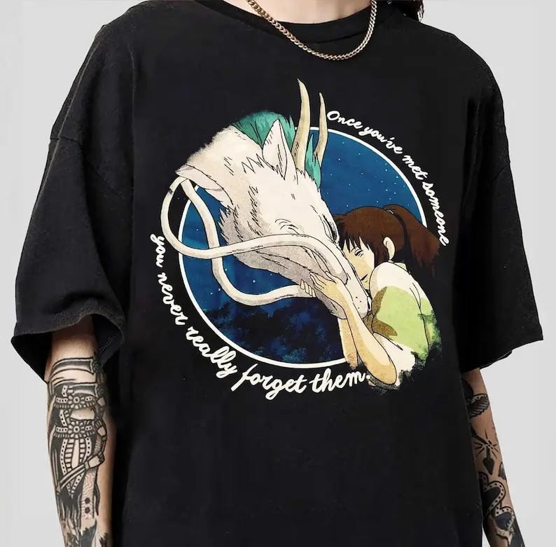 Vintage Spirited Away Shirt, Chihiro Anime Shirt, Cartoon T-Shirt, Hayao Miyazak Fans Shirt, Studio Ghibli Gifts