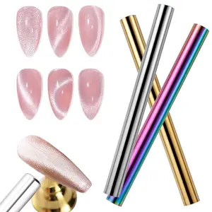 Ultra-Long Magnetic Nail Tool, Dual Head Magnet Stick, Suitable for Salon and Home Use, Silver Color Gloss Finish, Metal Material, DIY Nail Art