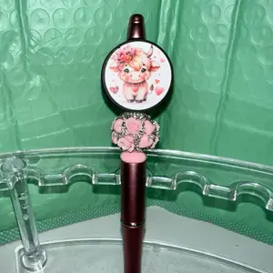 Mauve Pen With Cute Pink Cow