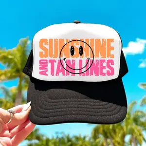 RTS SUNSHINE AND TAN LINES SUMMER DTF DIRECT TO FILM transfers HAT SIZE (HAT NOT INCLUDED)  33-B