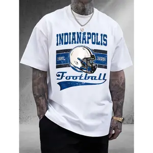 Men'S Graphic Tee Featuring The Indianapolis Football Team, Made from 100% . an Excellent Gift Choice for Sports Enthusiasts, This High-Quality Apparel Offers a Comfortable Fit And a Distinctive Design, Perfect for Everyday Casual Wear.