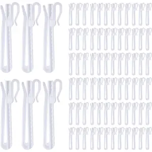 80 pcs adjustable plastic pinch pleat curtain hooks with ratchet system for window, door, and shower curtains (90 mm / 3.54 inch)
